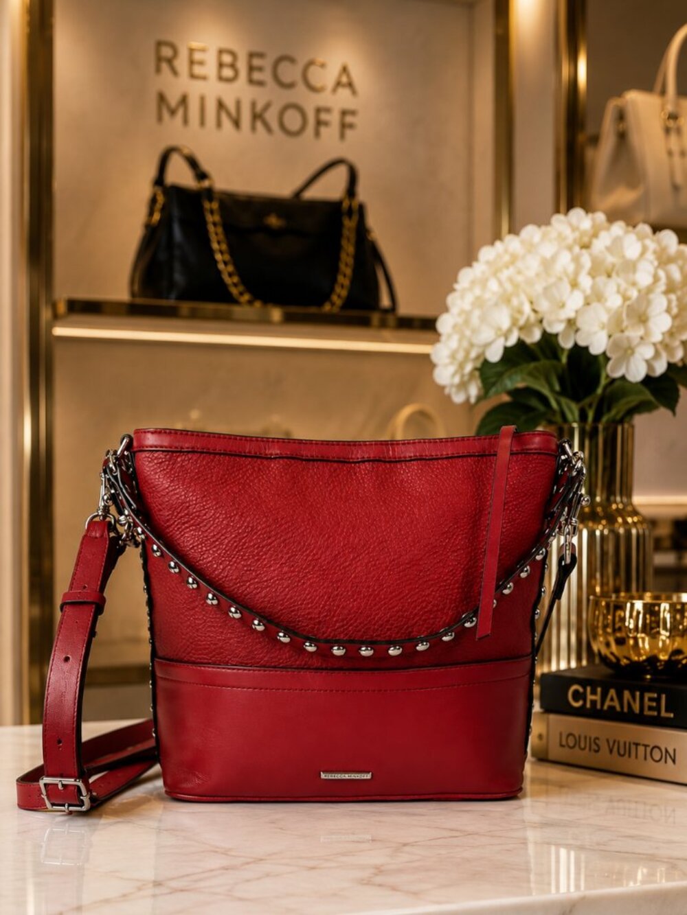 Rebecca Minkoff Red Genuine Pebbled Leather Satchel Bag